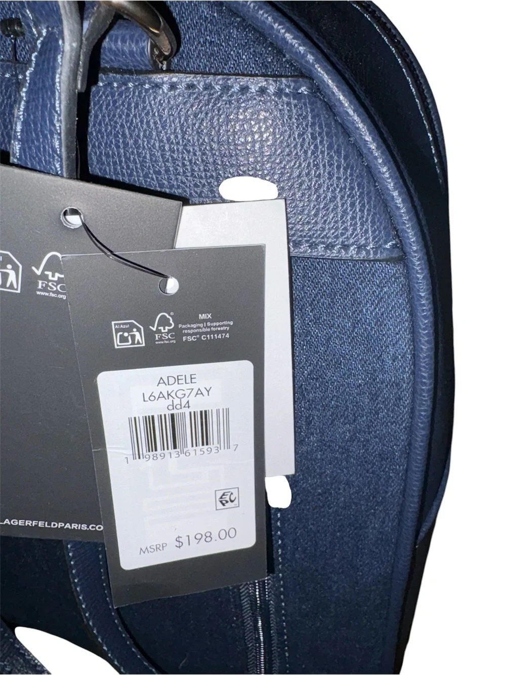 NWT Karl Lagerfeld Adele Denim Backpack $198 - Picture 3 of 4